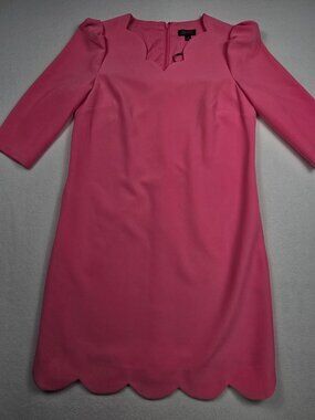 Tahari Arthur S. Levine Pink Scalloped Hem 3/4 Sleeve Dress Size 10